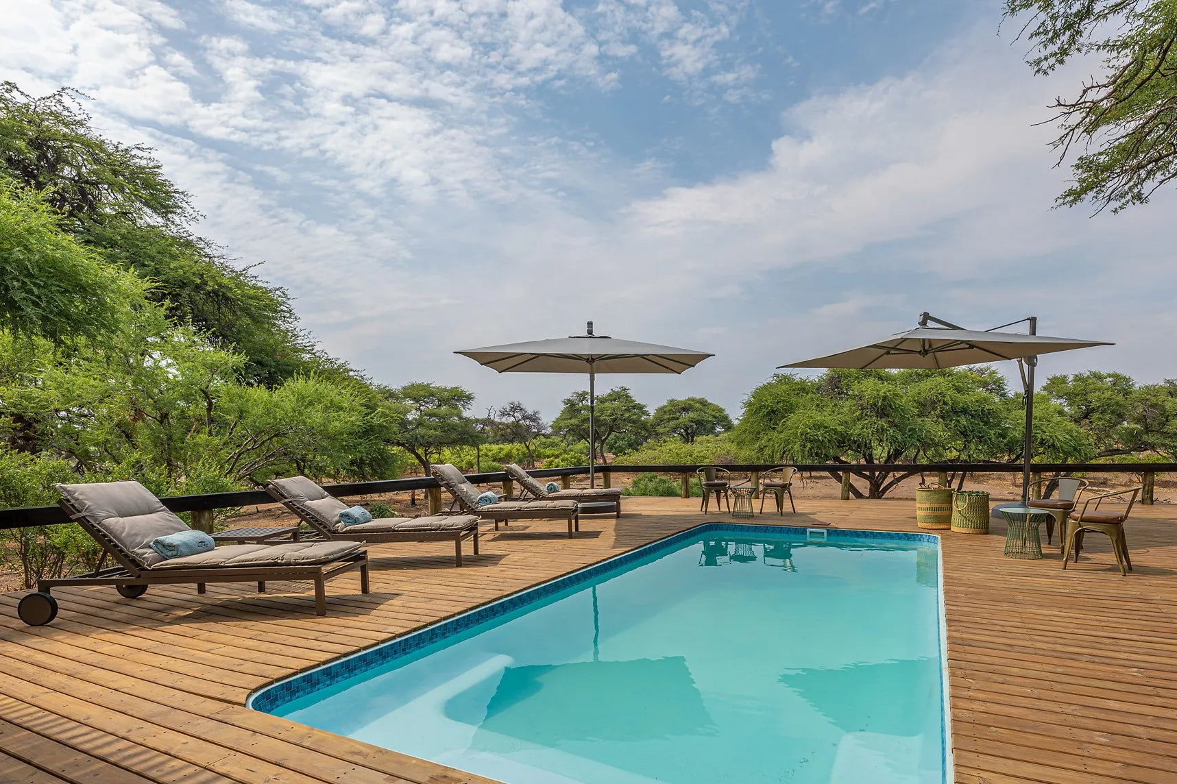 Swimming pool at Hideaways Mogotlho Safari Lodge, Khwai River, Khwai, Botswana.