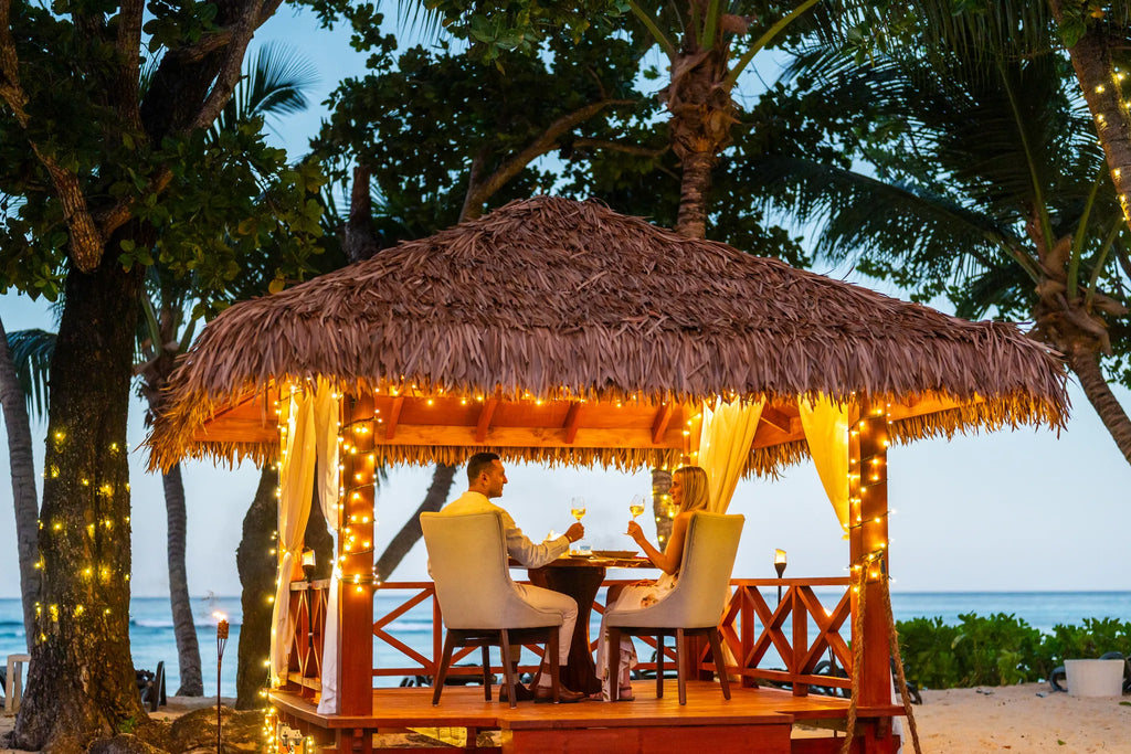 Candle light dinner at Hilton Seychelles Labriz Resort & Spa, Silhouette Island, Seychelles.
