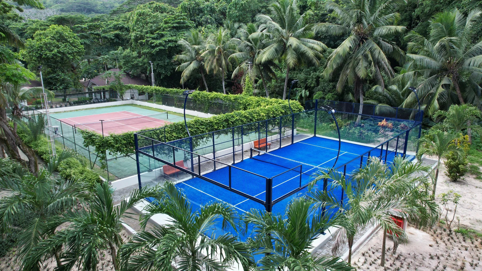 Padel and Tennis at Hilton Seychelles Labriz Resort & Spa, Silhouette Island, Seychelles.
