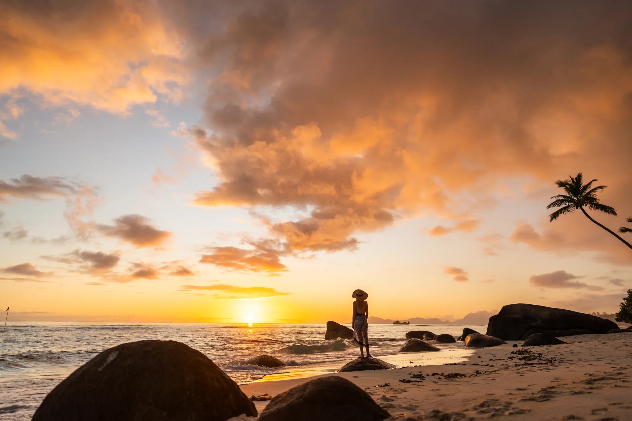 Sunrise at Hilton Seychelles Labriz Resort & Spa, Silhouette Island, Seychelles.