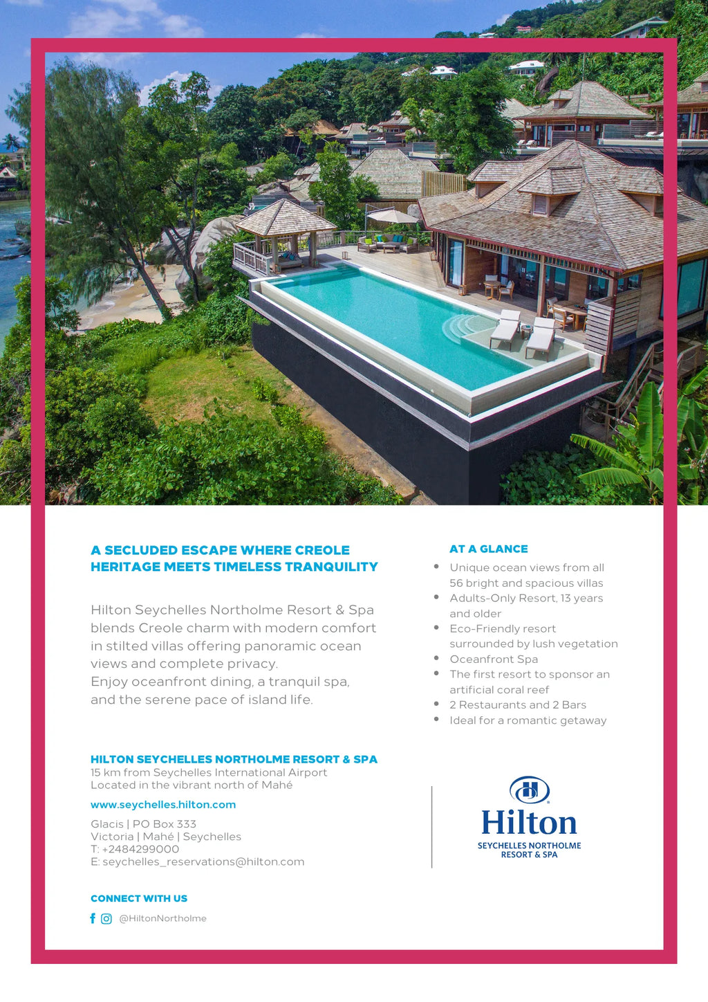 FACT SHEET at Hilton Seychelles Northolme Resort & Spa, Mahe Island, Seychelles.