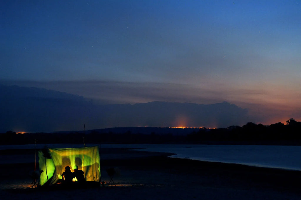 Fly camping at Kiba Point Selous, Nyerere National Park, Tanzania.