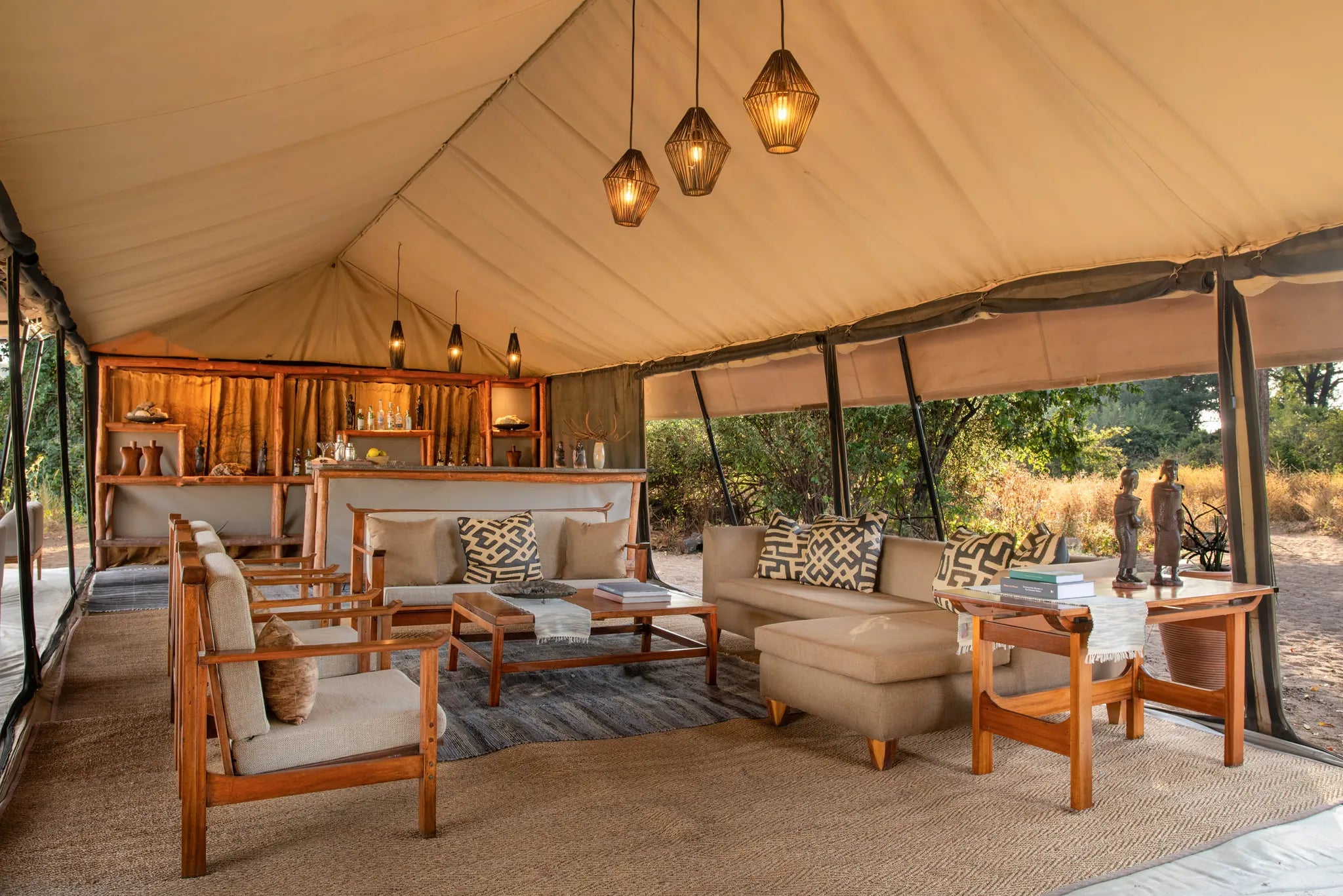 Kokoko - Main Lounge Area Interior at Kokoko Camp, Ruaha National Park, Tanzania.