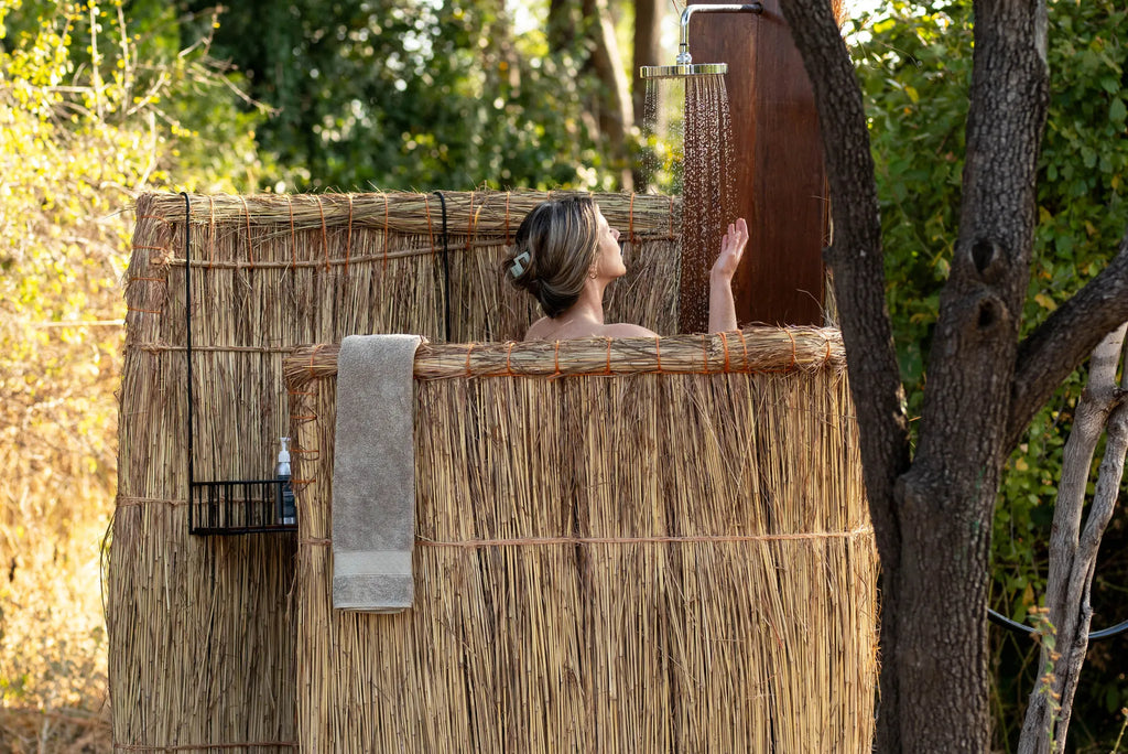 Kokoko - Outdoor Shower at Kokoko Camp, Ruaha National Park, Tanzania.