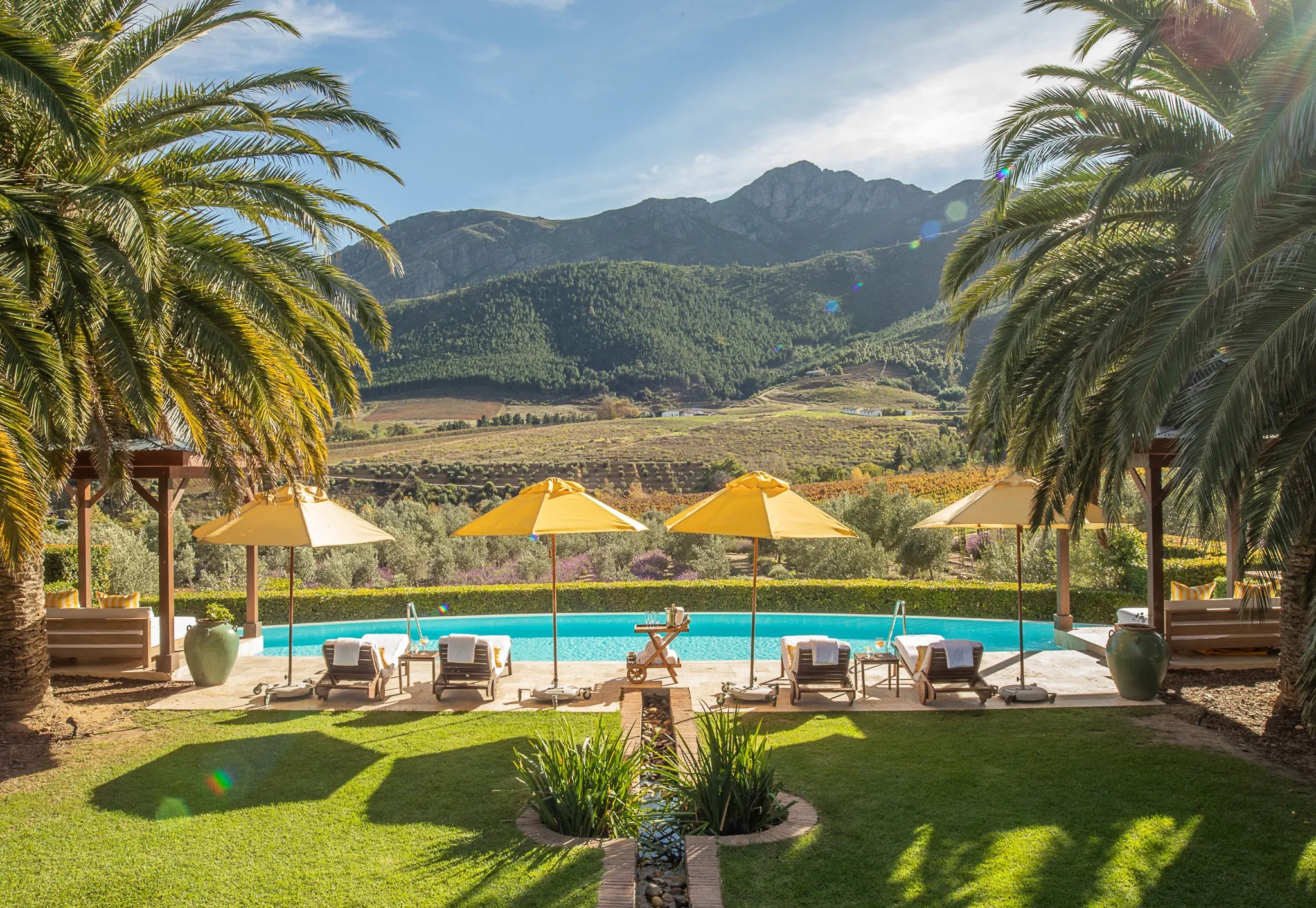 La Residence Pool at La Residence, Franschhoek, South Africa.