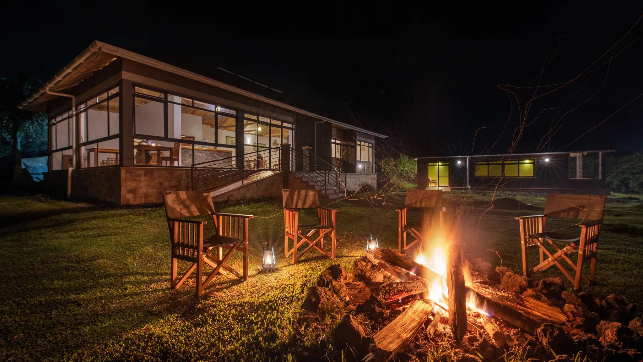 fire pit at Lake Chahafi Resort, Mgahinga Gorilla National Park, Uganda.