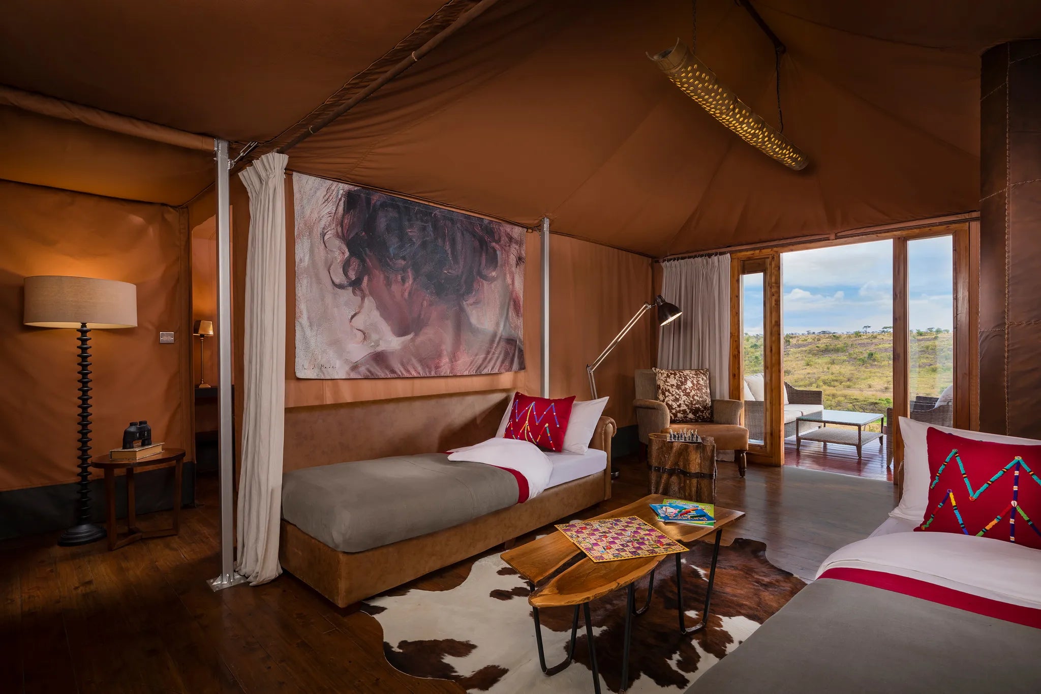 Family tent living room at Mahali Mzuri, Olare Motorogi Conservancy, Kenya.
