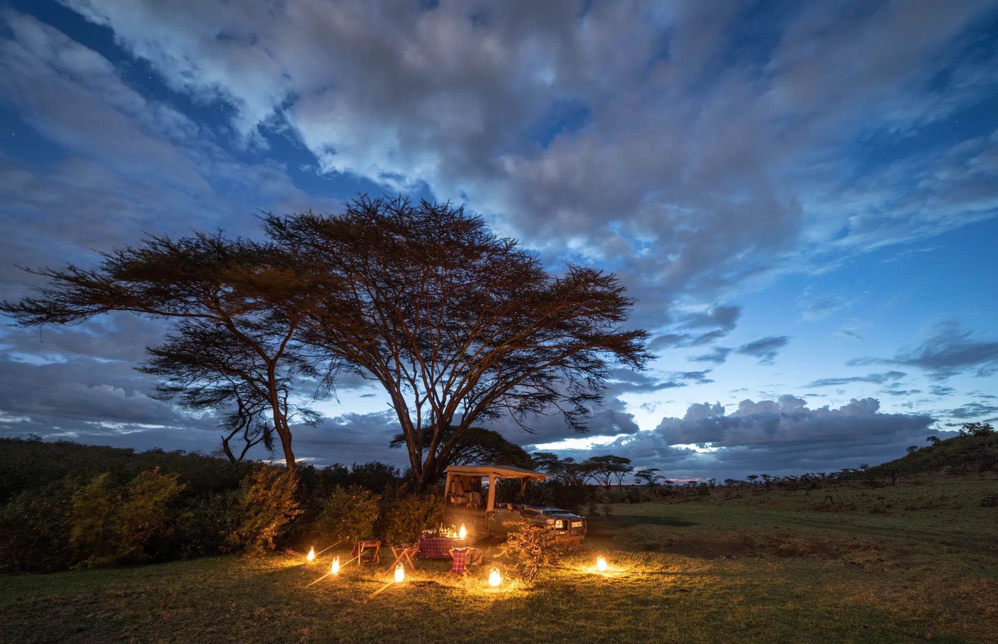 Mara Nyika Camp Sundowners at Mara Nyika Camp, Mara Naboisho Conservancy, Kenya.