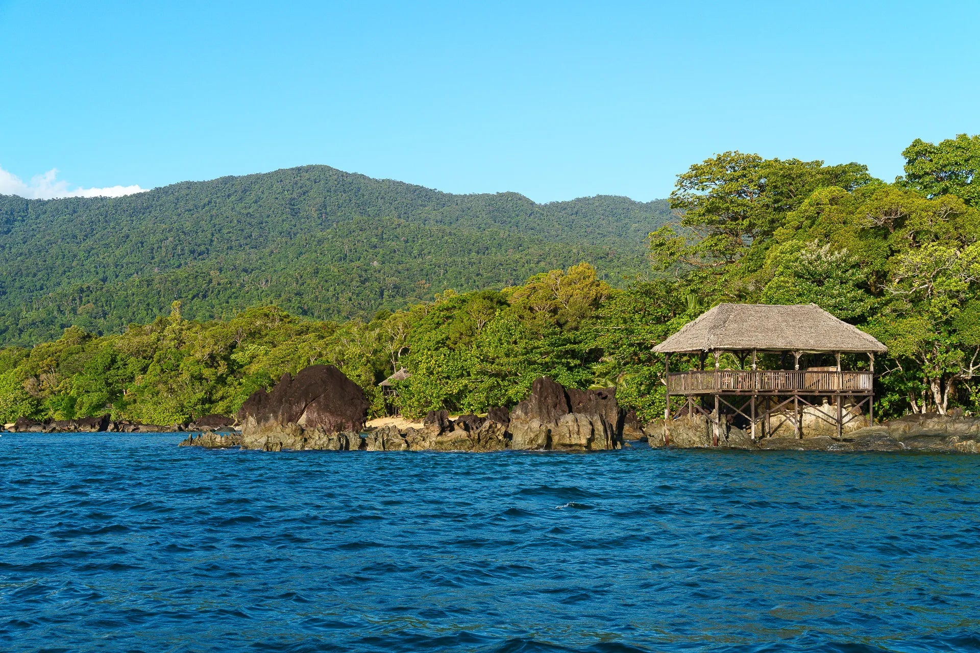 Masoala Forest Lodge - sea deck at Masoala Forest Lodge, Masoala National Park, Madagascar.