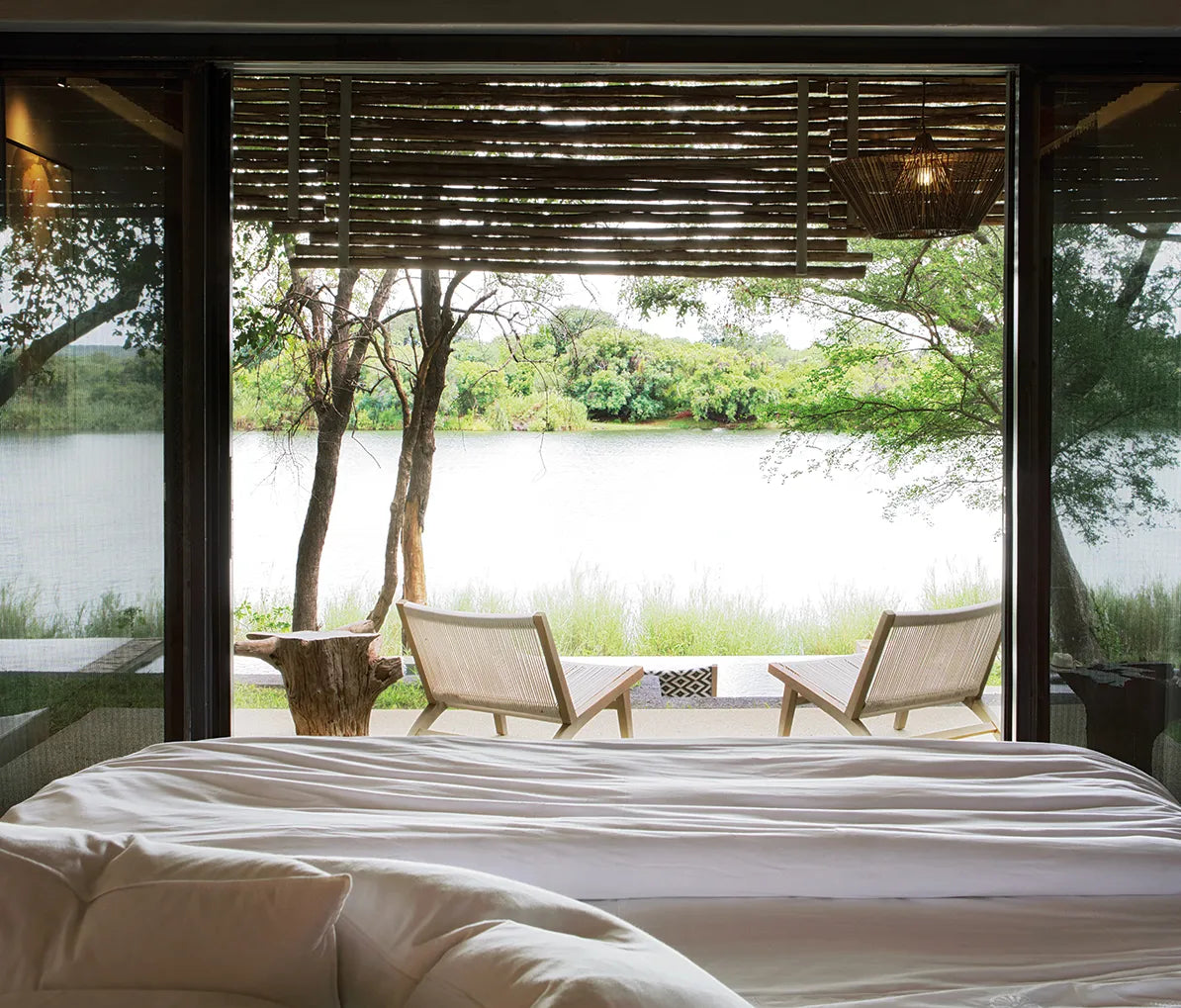 Matetsi River House Bedroom Views at Matetsi Victoria Falls, Matetsi Private Game Reserve, Zimbabwe.