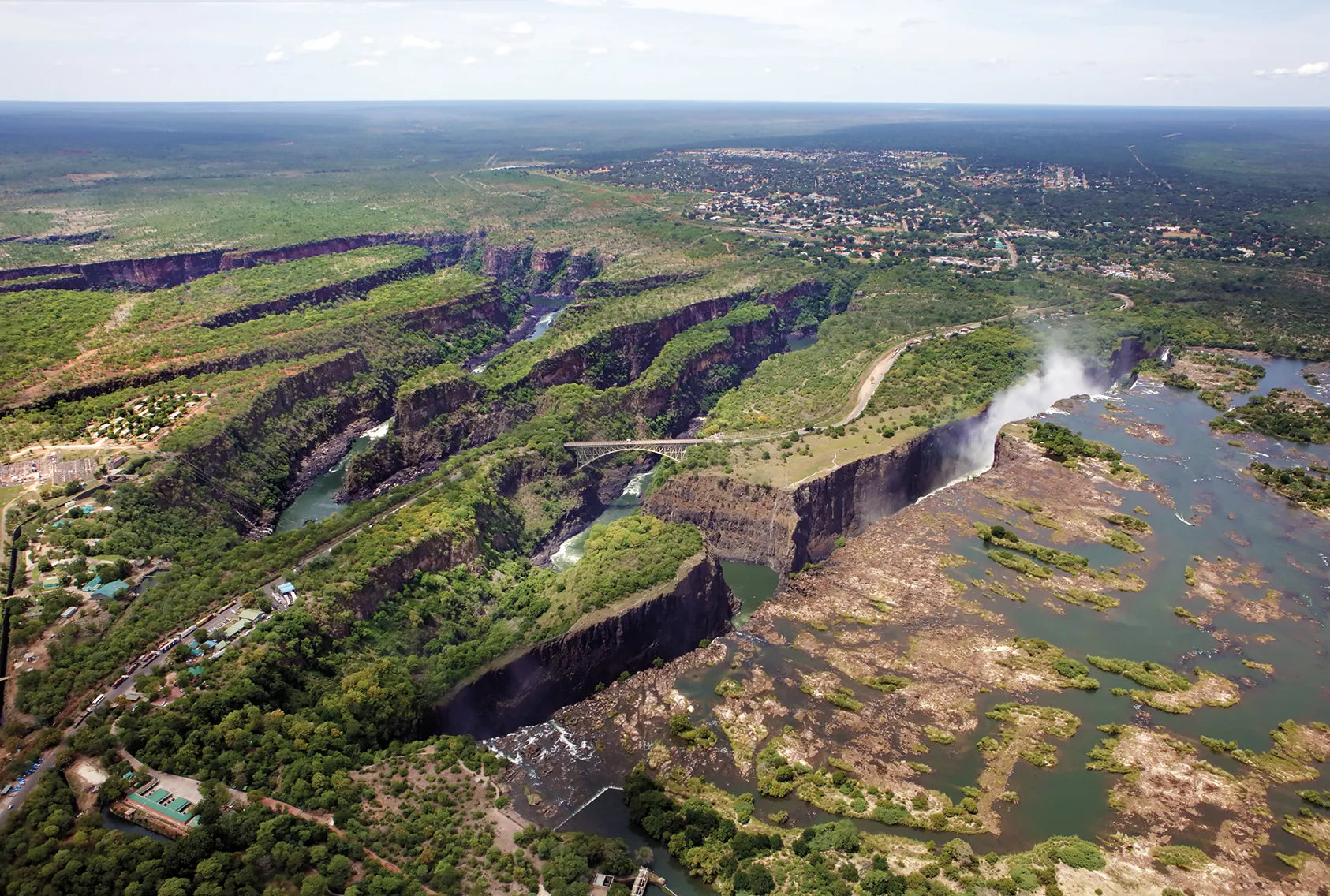 Zambezi basin Vic Falls Aerial at Matetsi Victoria Falls, Matetsi Private Game Reserve, Zimbabwe.