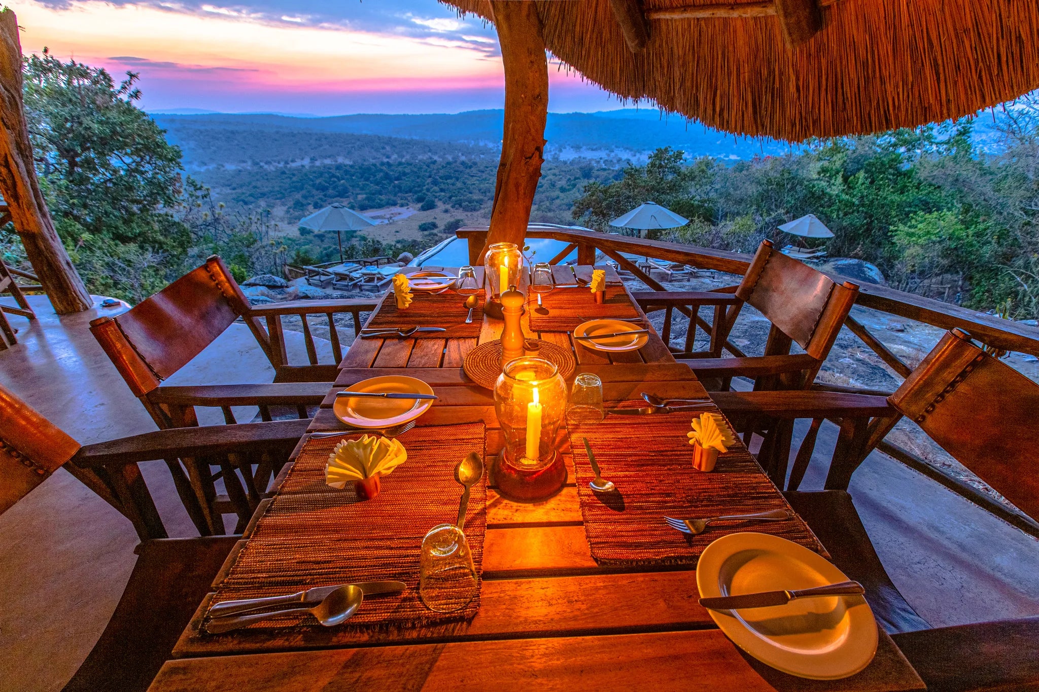 Mihingo Lodge Dining Room at Mihingo Lodge, Lake Mburo National Park, Uganda.