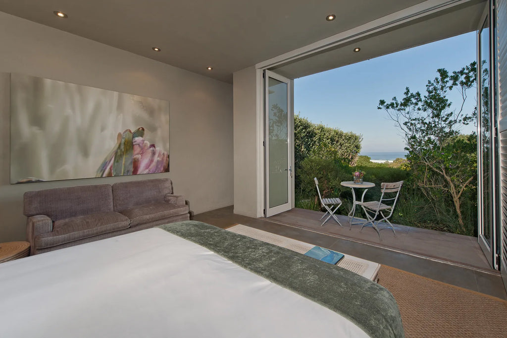 Fynbos executive suite at Mosselberg on Grotto Beach, Hermanus, South Africa.