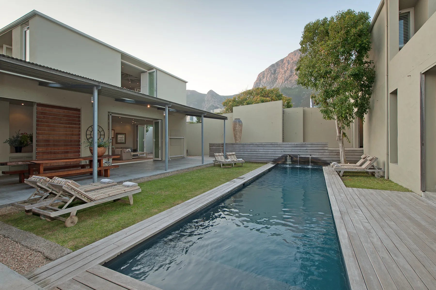 Pool area at Mosselberg on Grotto Beach, Hermanus, South Africa.