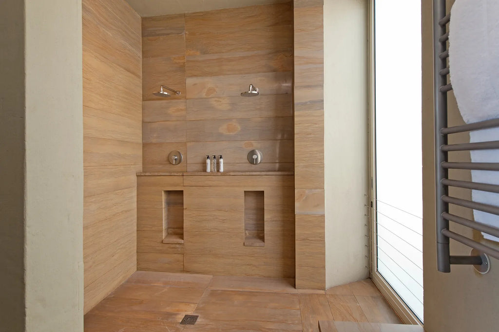 Southern right suite bathroom at Mosselberg on Grotto Beach, Hermanus, South Africa.