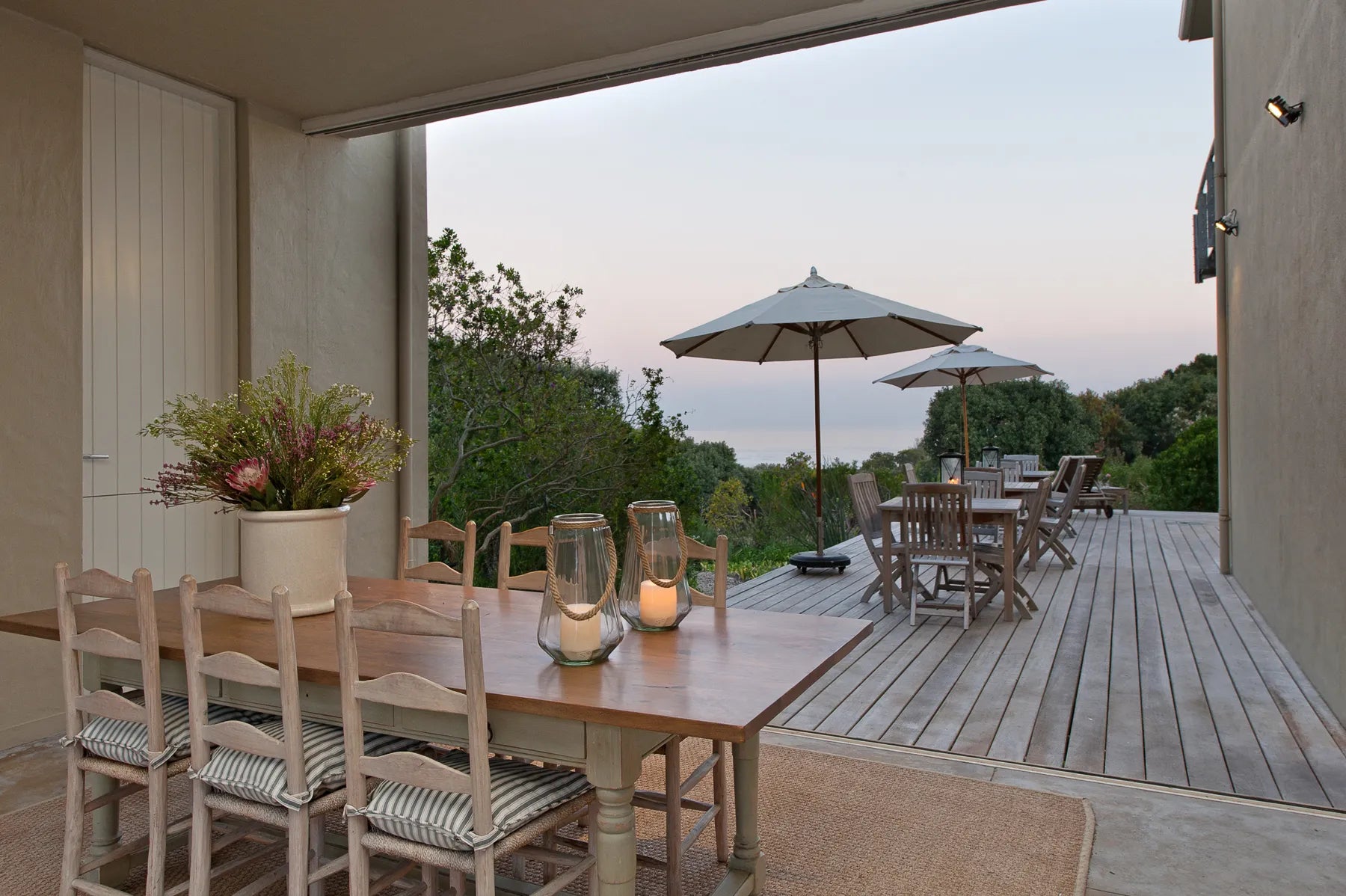 Sea facing deck at Mosselberg on Grotto Beach, Hermanus, South Africa.