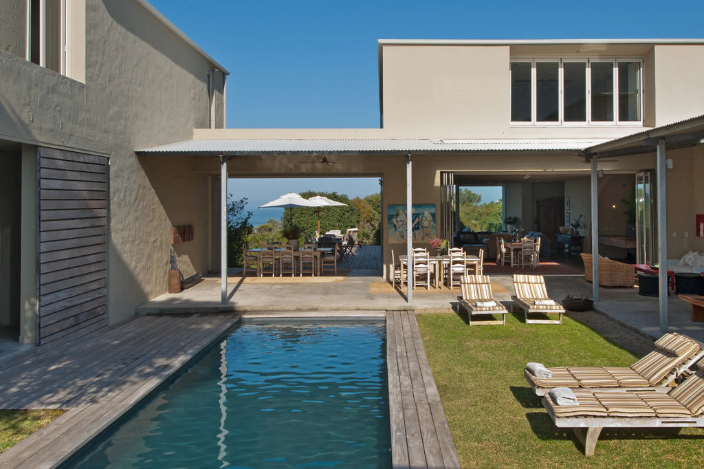 Quart Yard & Pool area at Mosselberg on Grotto Beach, Hermanus, South Africa.