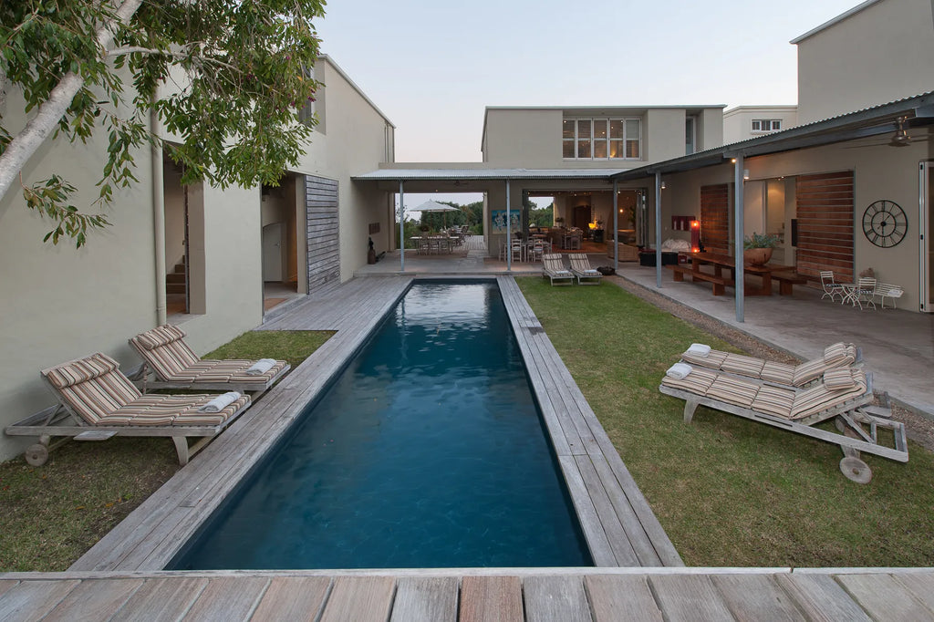 Pool area at Mosselberg on Grotto Beach, Hermanus, South Africa.