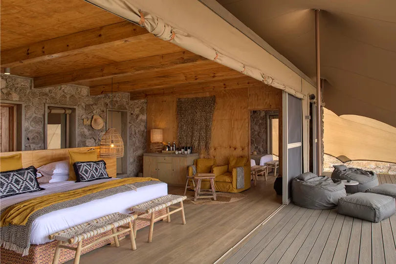 Namiri Plains - Family Tent Rooms Deck at Namiri Plains Camp, Eastern Serengeti, Tanzania.