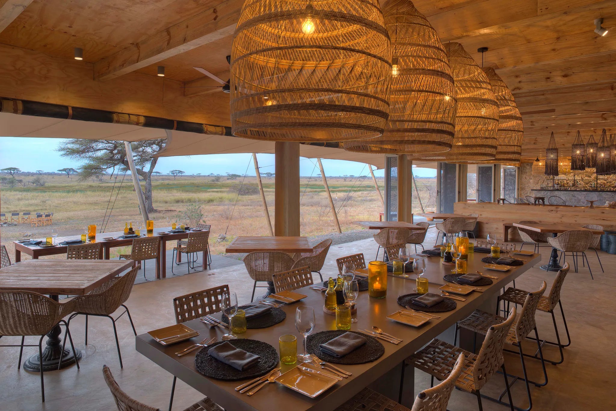 Namiri Plains - Main Dining Area at Namiri Plains Camp, Eastern Serengeti, Tanzania.