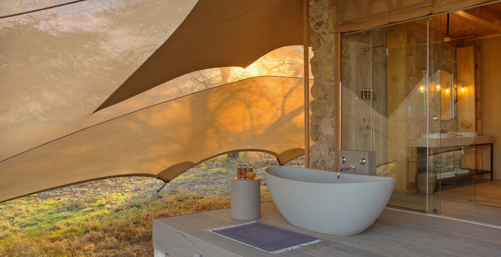 Namiri Plains - Outdoor Bathtub at Namiri Plains Camp, Eastern Serengeti, Tanzania.
