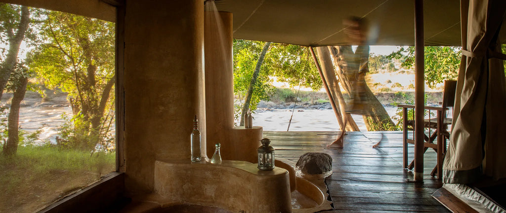 Sunrise on the deck at Ngare Serian, Mara North Conservancy, Kenya.