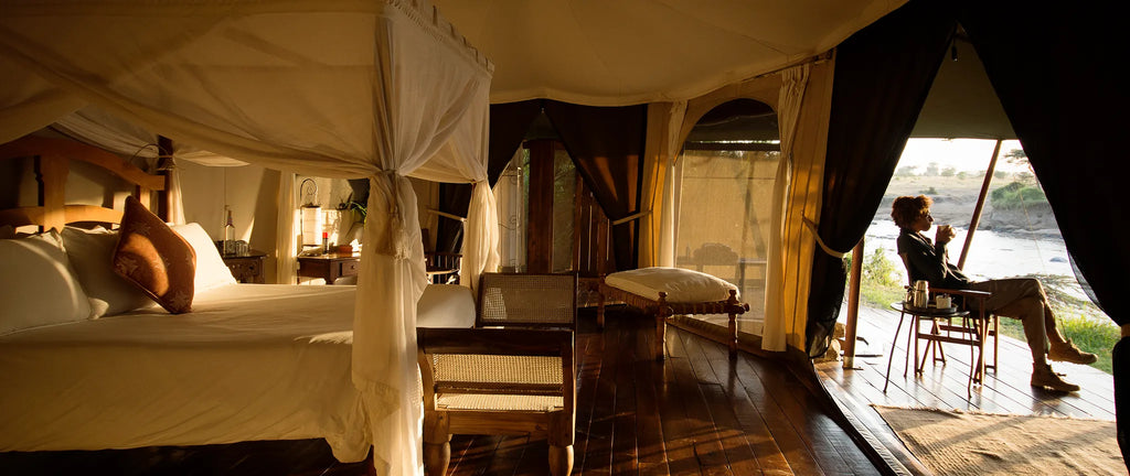 Mess interior at Ngare Serian, Mara North Conservancy, Kenya.