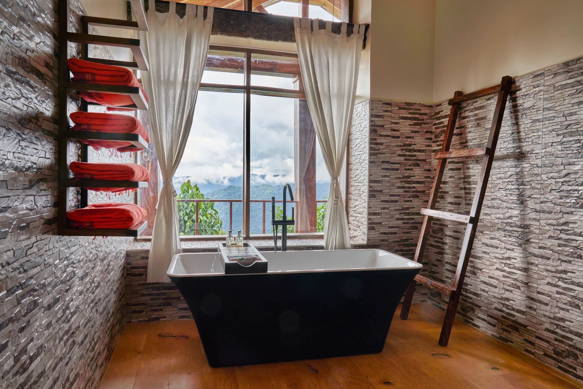 Bath in Suites at Nkuringo Gorilla Lodge, Bwindi Impenetrable Forest National Park, Uganda.