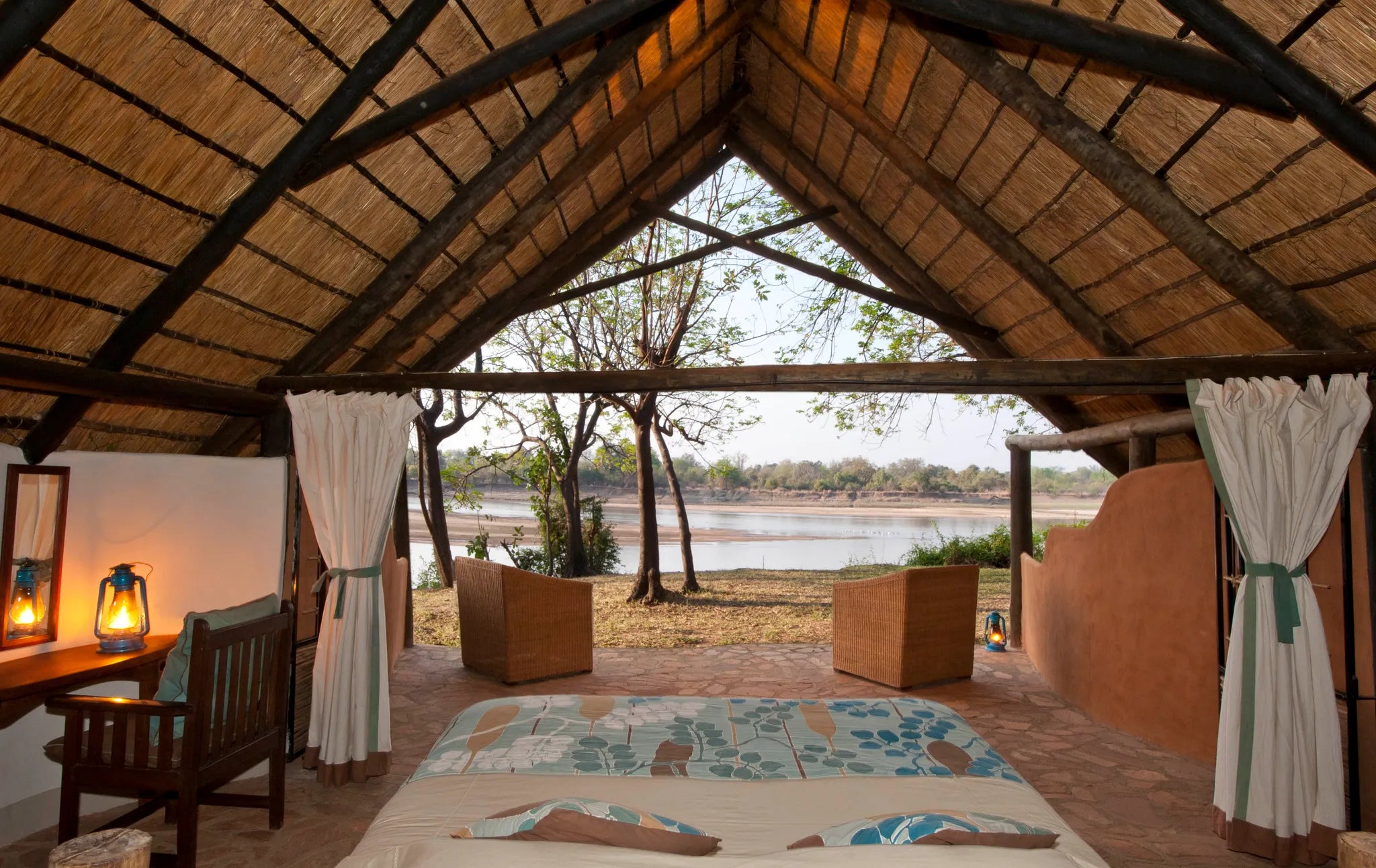 Nkwali Camp at Nkwali Camp, South Luangwa National Park, Zambia.