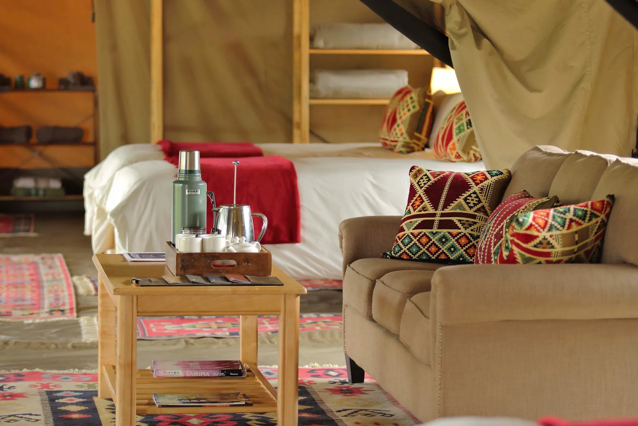 Asilia Ol Pejeta Bush Camp - Family Tent Showing Both Bedrooms and Central Lounge Area at Ol Pejeta Bush Camp, Ol Pejeta C...