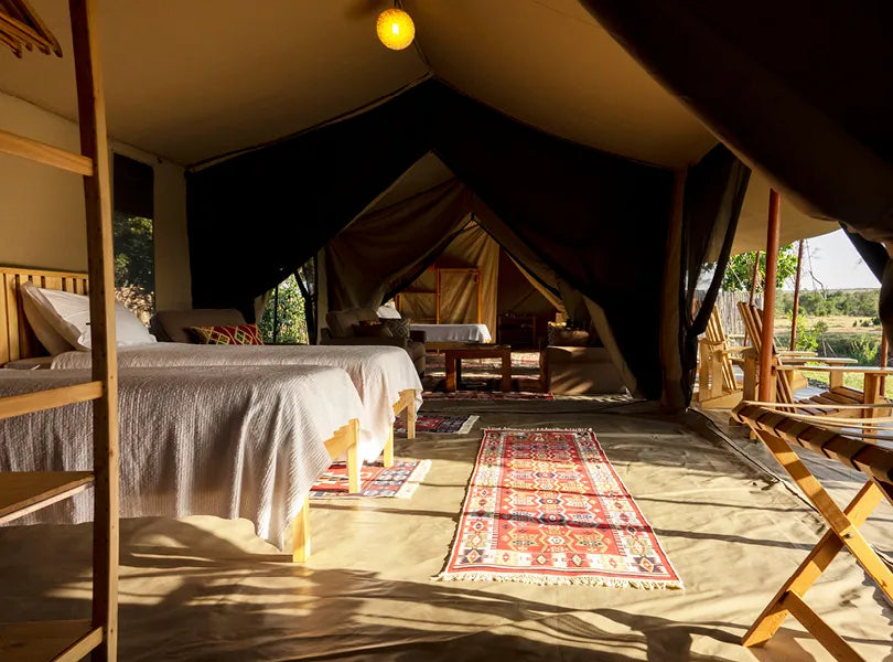 Asilia Ol Pejeta Bush Camp - Family Tent Interior at Ol Pejeta Bush Camp, Ol Pejeta Conservancy, Kenya.