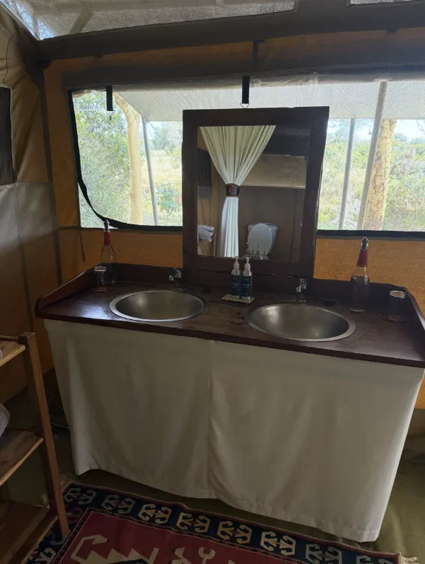 Asilia Ol Pejeta Bush Camp - Guest Tent Bathroom at Ol Pejeta Bush Camp, Ol Pejeta Conservancy, Kenya.