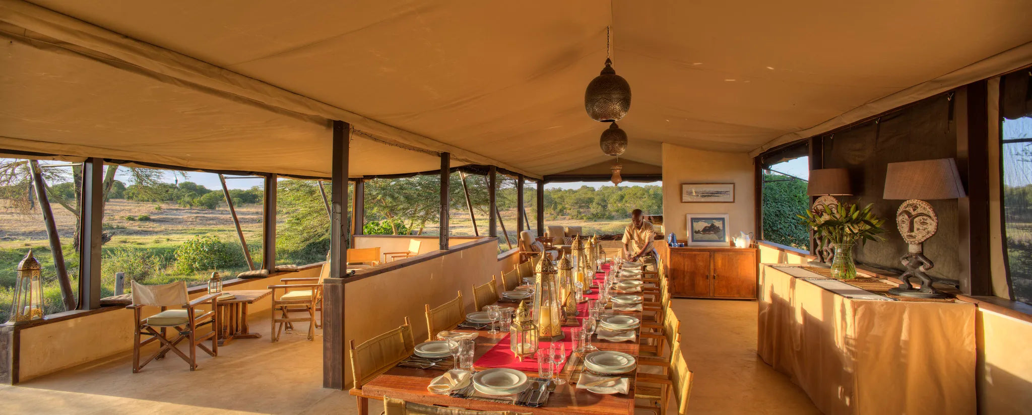 Asilia Ol Pejeta Bush Camp - Main Area Dining Area at Ol Pejeta Bush Camp, Ol Pejeta Conservancy, Kenya.