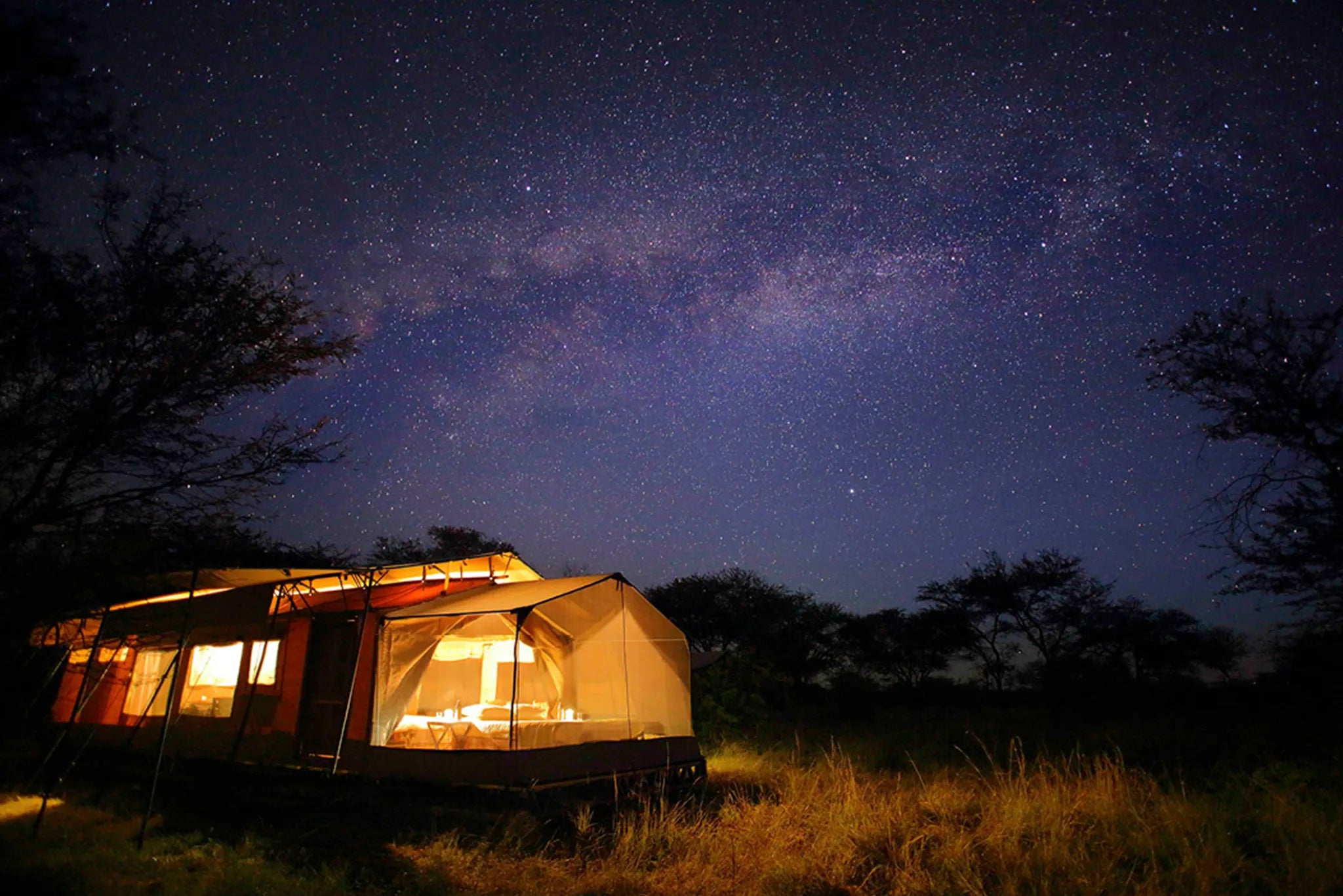 Olakira Camp - Watching the milky way at night from the stargazing tent at Olakira Migration Camp - South (Dec - Mar), Ndu...