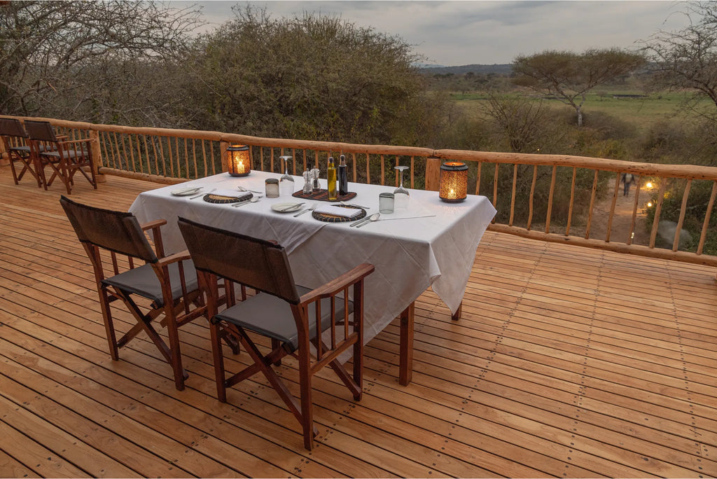Oliver's - Dinner for two on the deck at Oliver's Camp, Tarangire National Park, Tanzania.