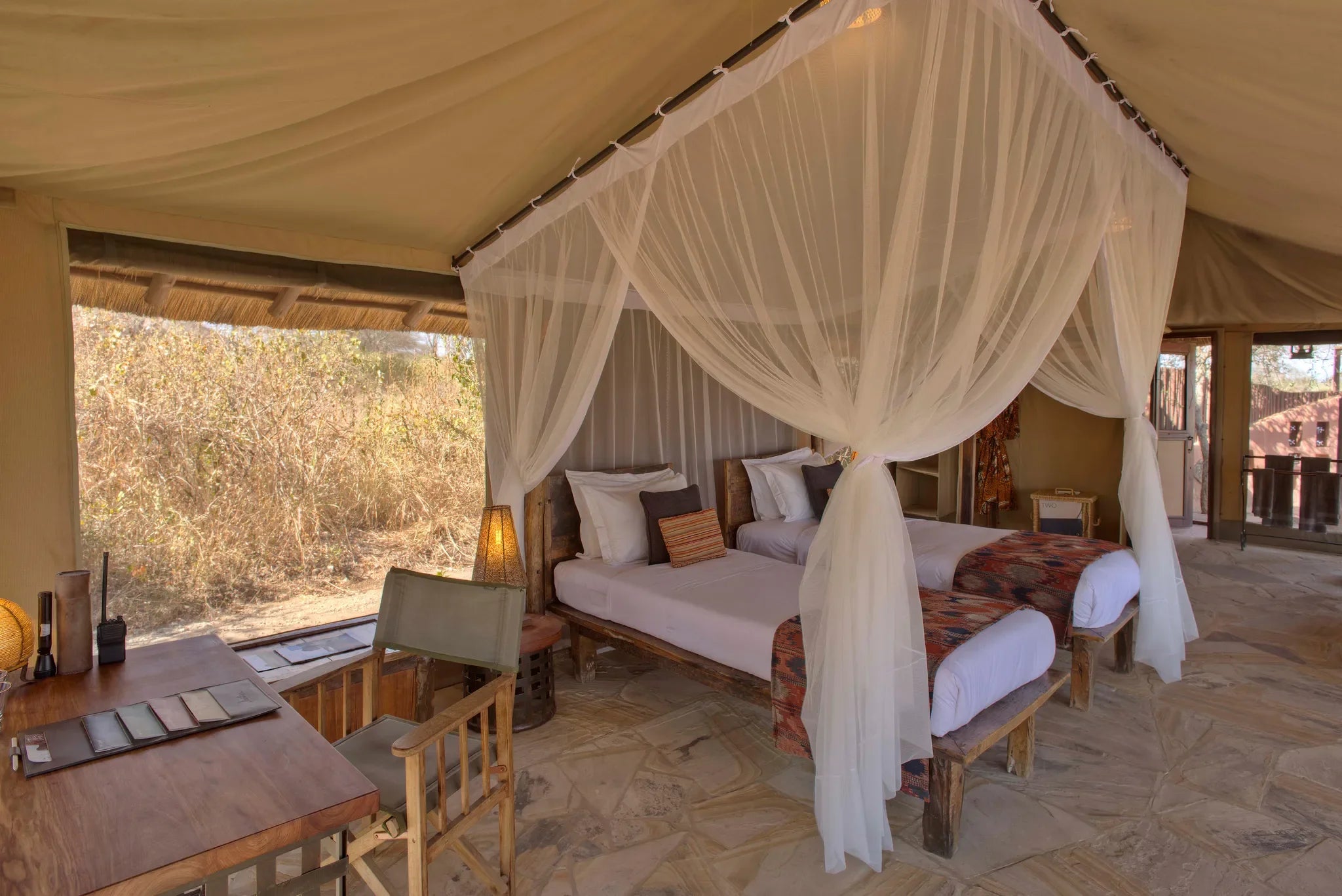 Olivers - Twin set up at Oliver's Camp, Tarangire National Park, Tanzania.