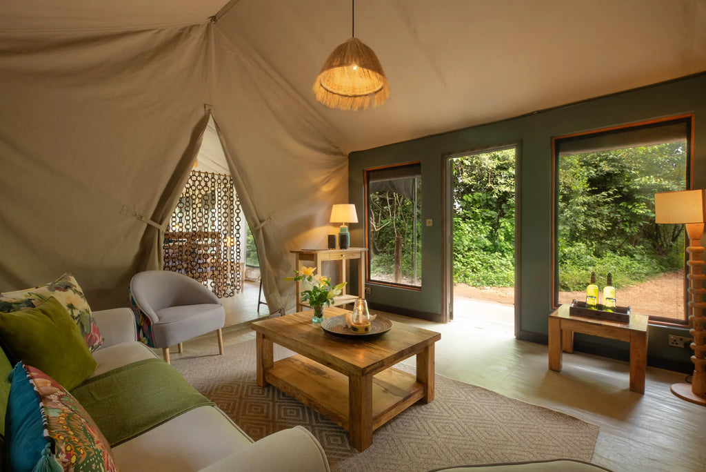 Rekero Camp - Family Tent Lounge at Rekero, Masai Mara National Reserve, Kenya.