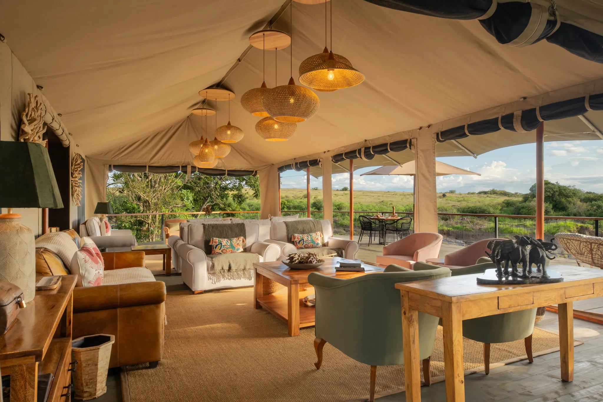 Rekero Camp - Main Lounge at Rekero, Masai Mara National Reserve, Kenya.
