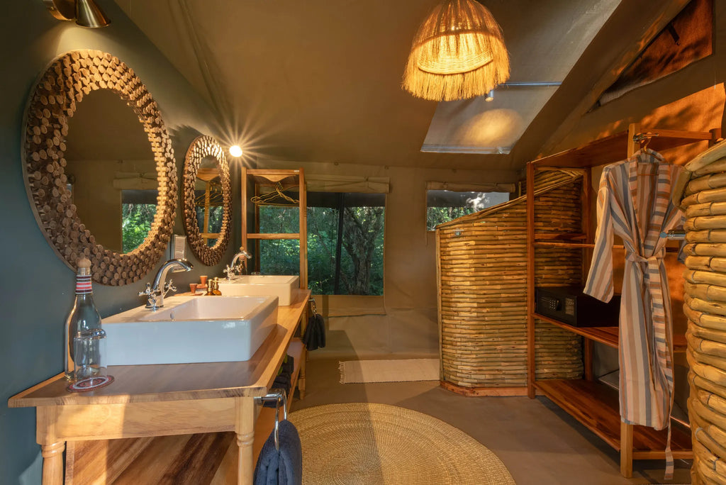 Rekero Camp - Tent Bathroom Interior at Rekero, Masai Mara National Reserve, Kenya.