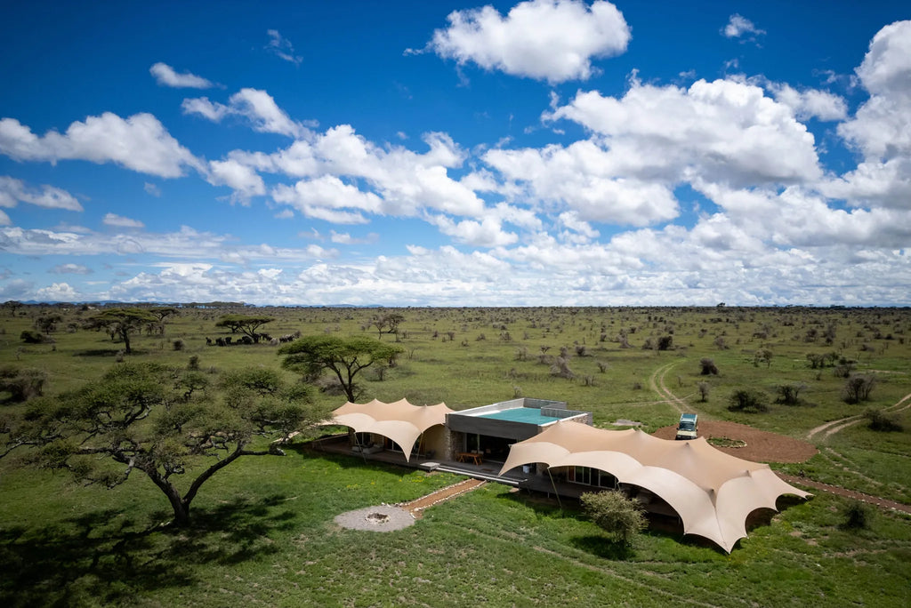 Asilia Africa - Namiri Plains Retreats - Aerial View of Retreat at Retreats at Namiri Plains, Eastern Serengeti.