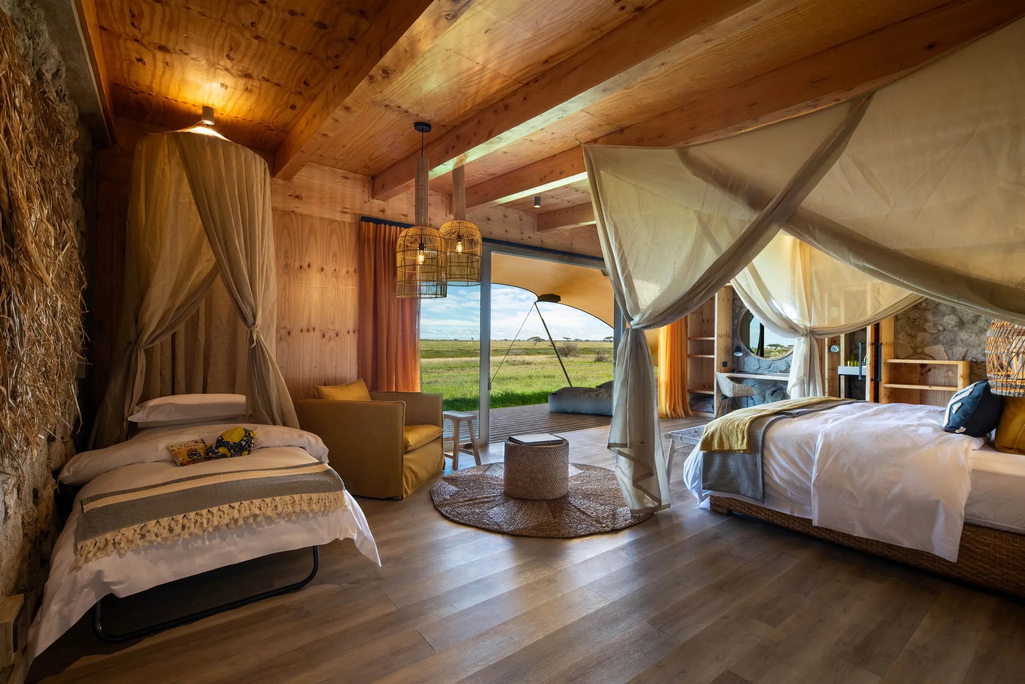 Asilia Africa - Namiri Plains Retreats - Third bed suitable for a child sharing at Retreats at Namiri Plains, Eastern Sere...