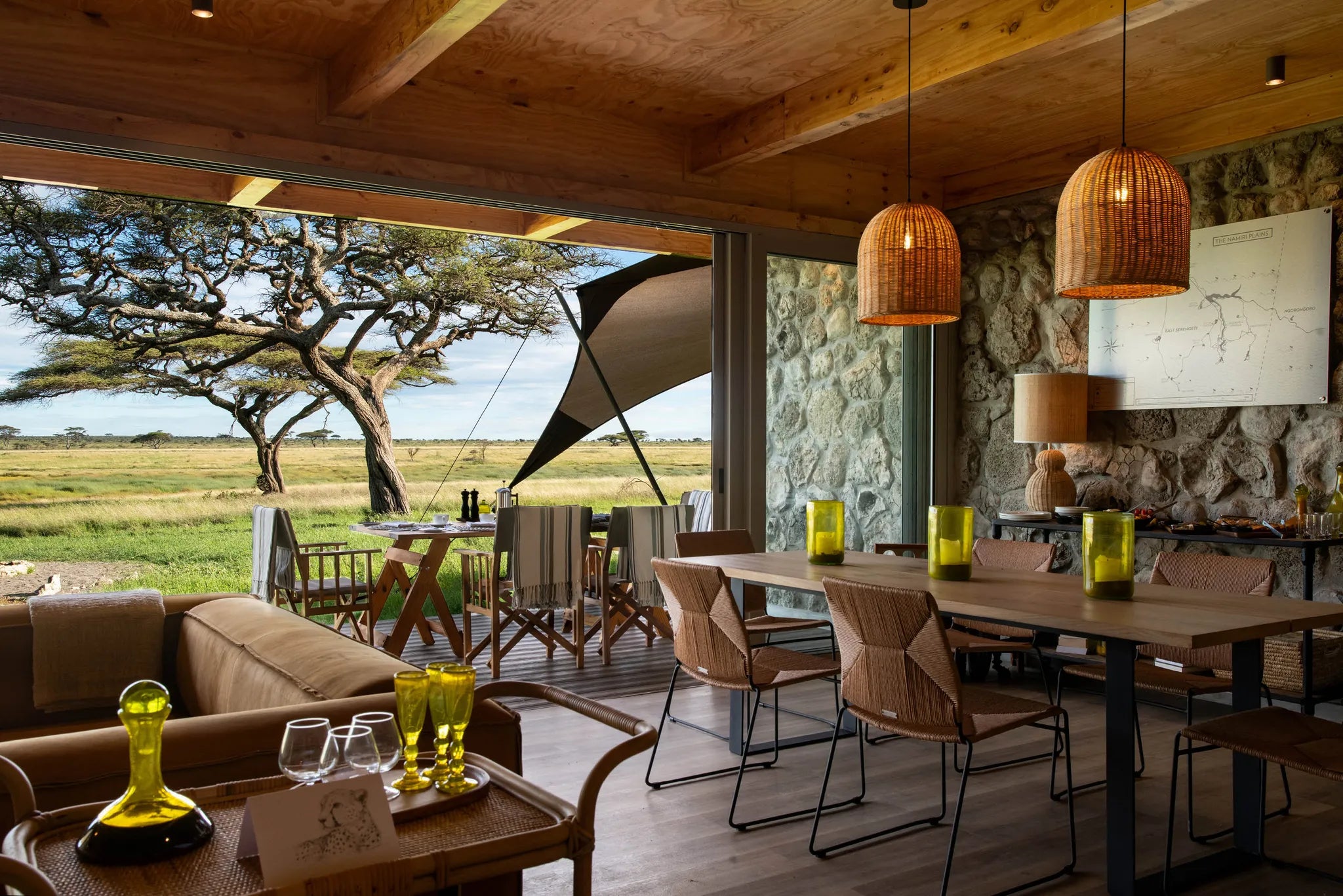 Asilia Africa - Namiri Plains Retreats - Dining area at Retreats at Namiri Plains, Eastern Serengeti.