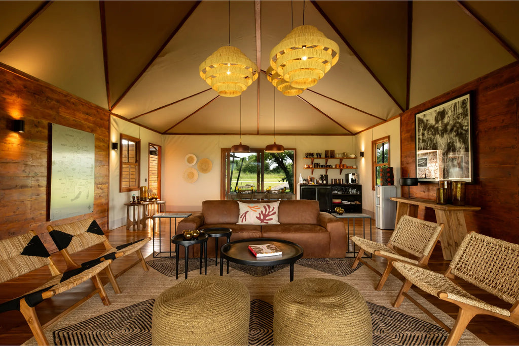 Asilia Africa - Sayari Retreat - Living Room Interior at Retreats at Sayari, Northern Serengeti, Tanzania.
