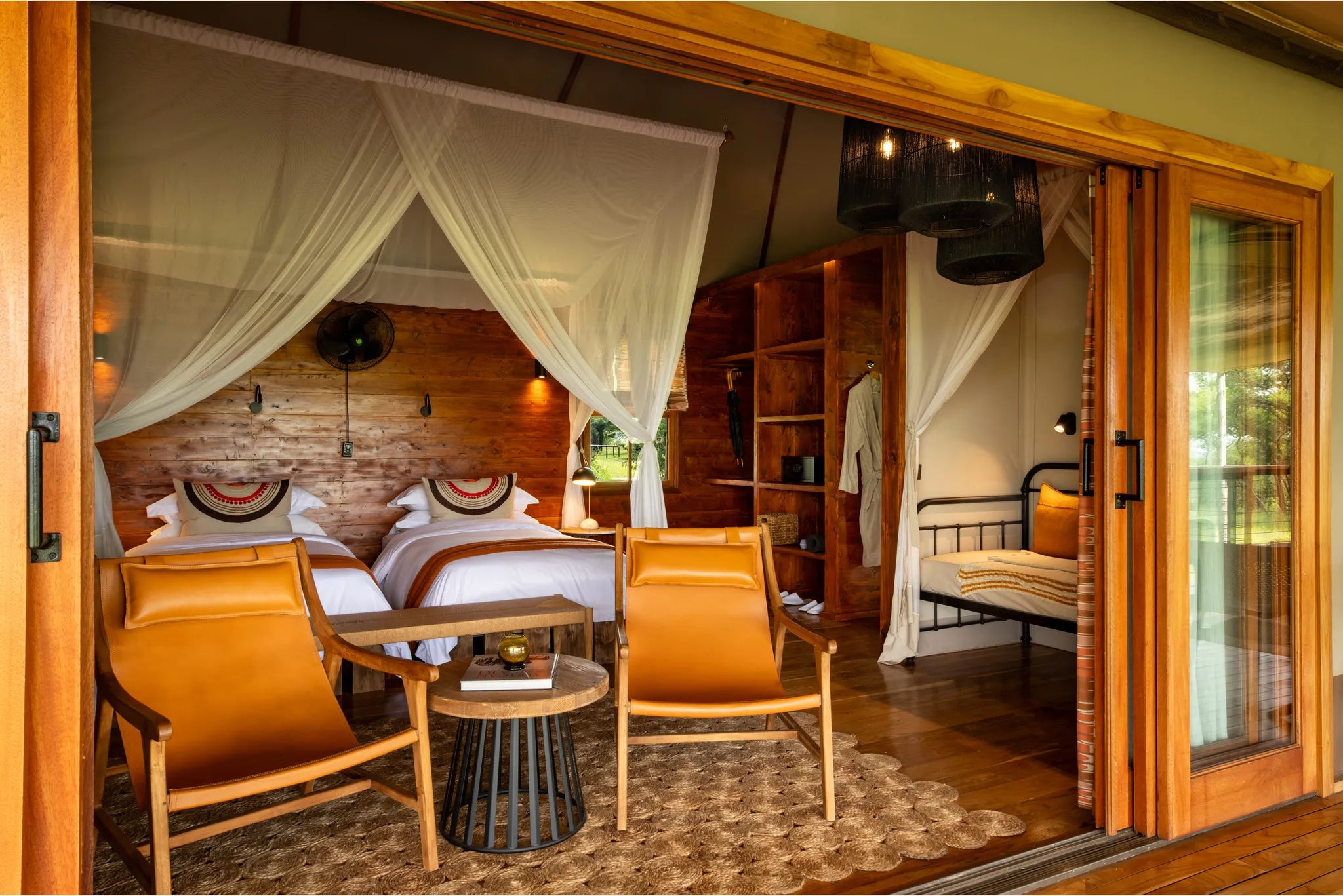 Asilia Africa - Sayari Retreat - Twin Room from the Deck at Retreats at Sayari, Northern Serengeti, Tanzania.
