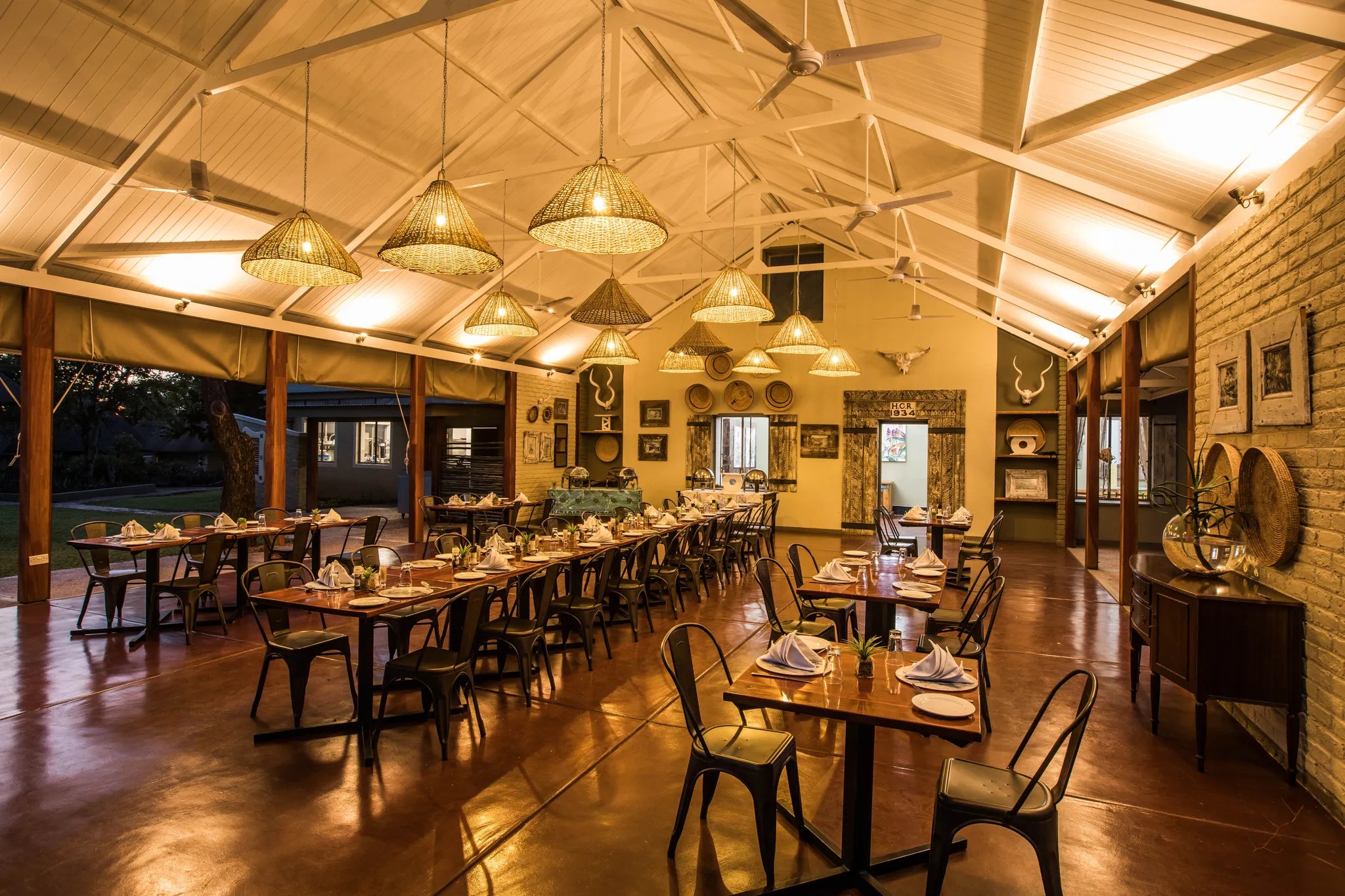 Robins Camp Restaurant Seating at Robins Camp, Western Hwange National Park, Zimbabwe.