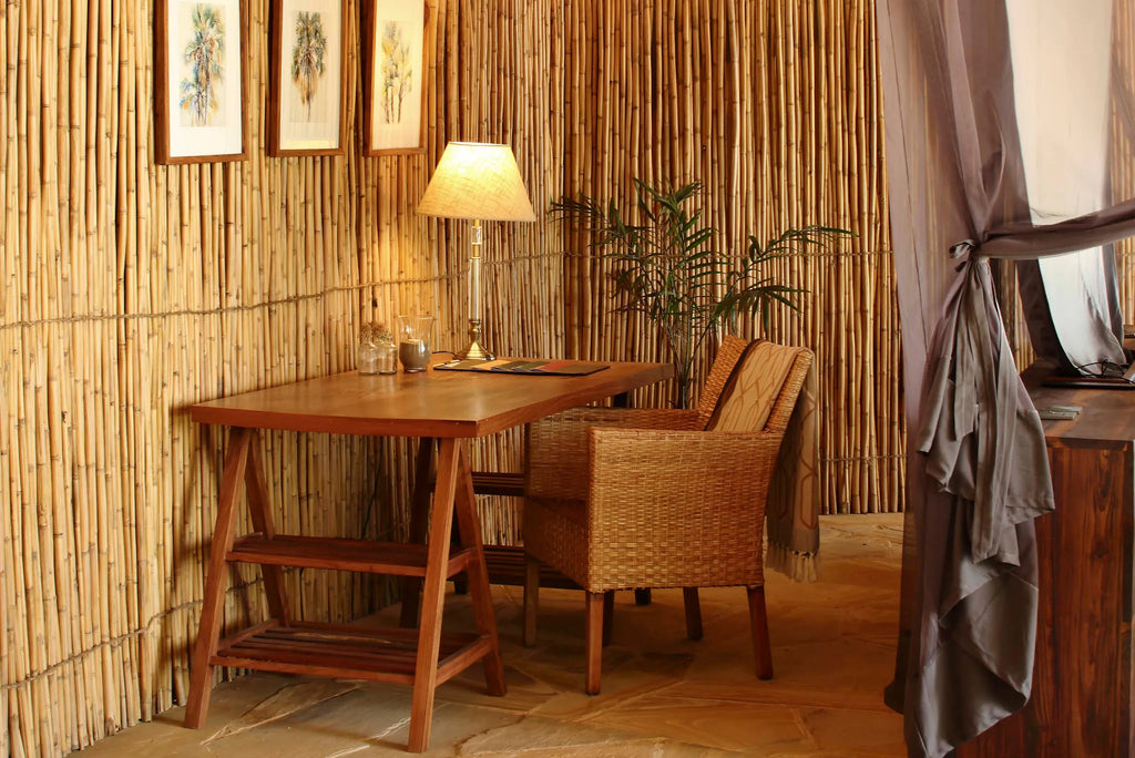 Roho ya Selous - Desk set up in room at Roho Ya Selous, Nyerere National Park, Tanzania.