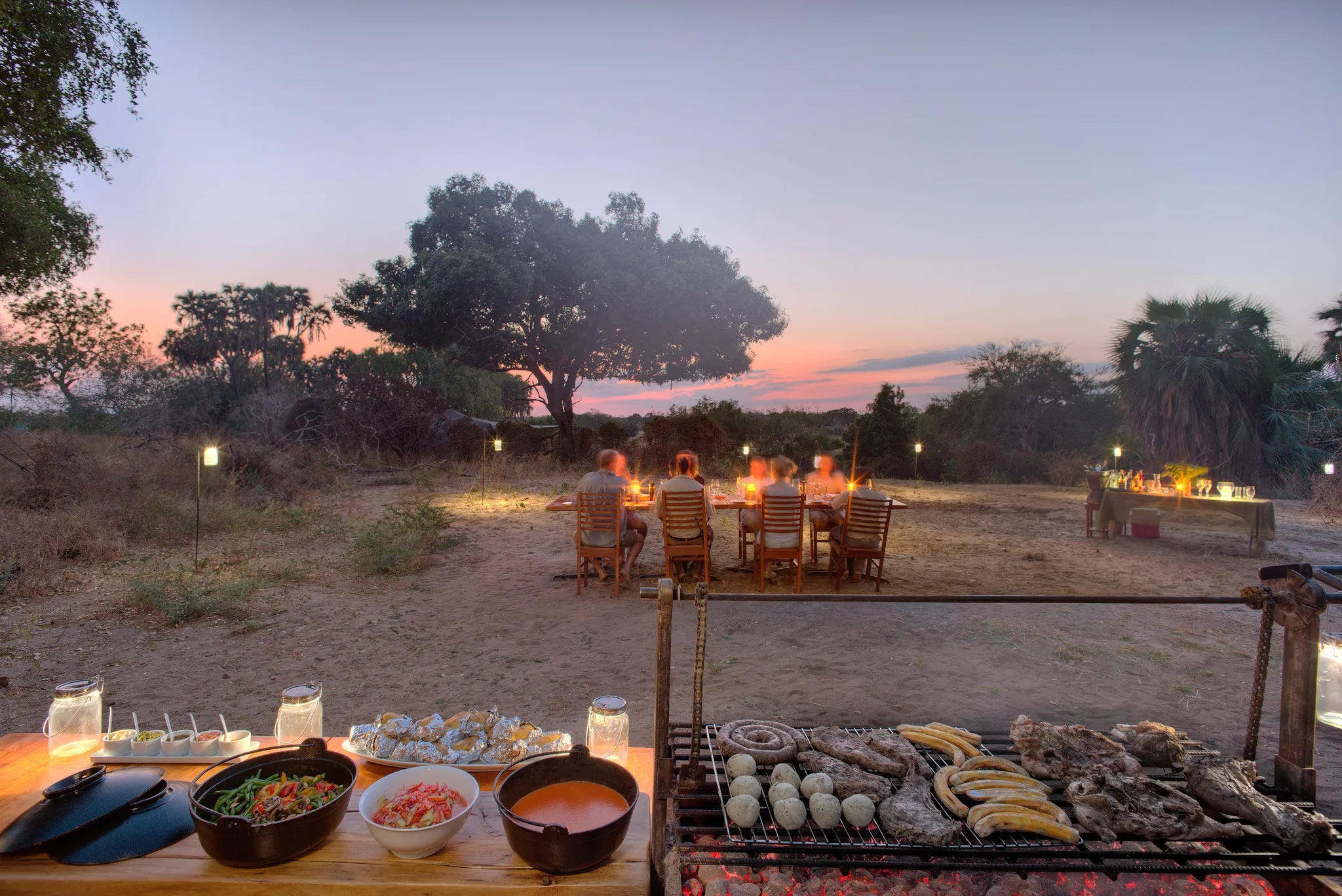 Roho ya Selous - Sunset barbecue at Roho Ya Selous, Nyerere National Park, Tanzania.