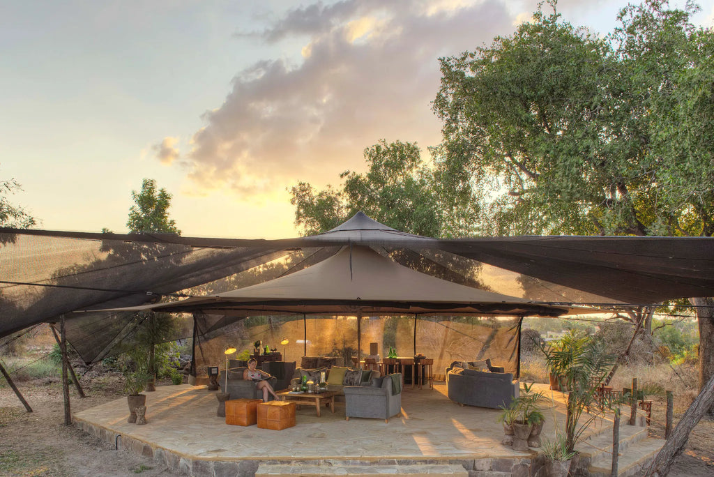 Roho ya Selous - The lounge and Bar area at Roho Ya Selous, Nyerere National Park, Tanzania.