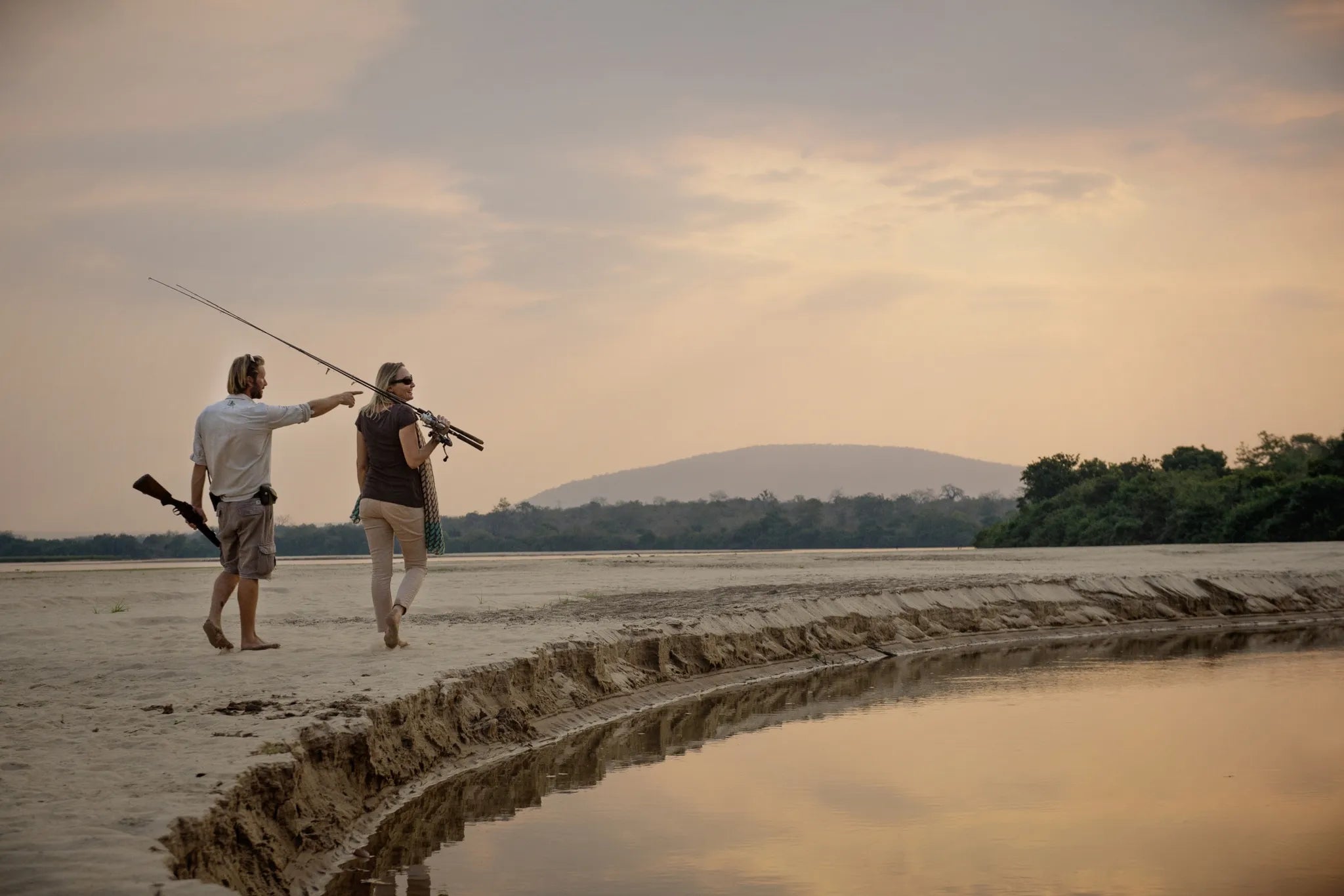 Fishing at Sand Rivers Selous, Nyerere National Park, Tanzania.