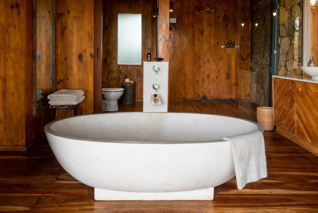 Sayari - Guest tent bathroom interior at Sayari, Northern Serengeti, Tanzania.